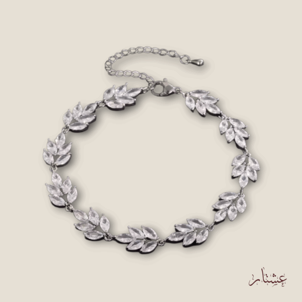 Julia Bracelet – Delicate Crystal Leave Adjustable Bracelet -ABSC12