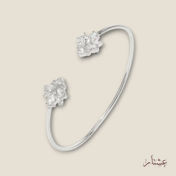 Siwar Bracelet- Minimalist Silver Crystal Cuff Bracelet – ABSC20