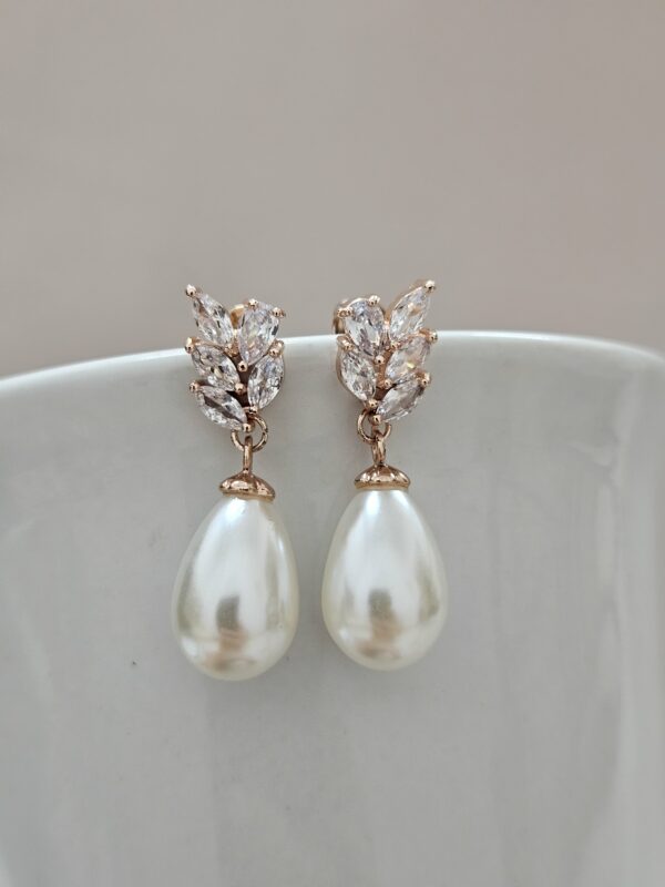 Pearl Drop Rose Gold Crystal Earrings – AERP5