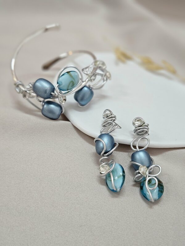 Assymmetical Blue Beaded Bracelet Set – Hbssb