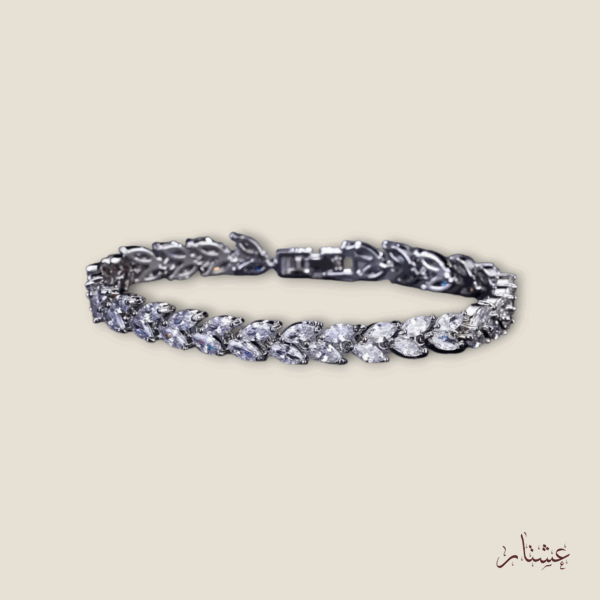Monica Bracelet – Leave Silver Crystal Bracelet ABSC11