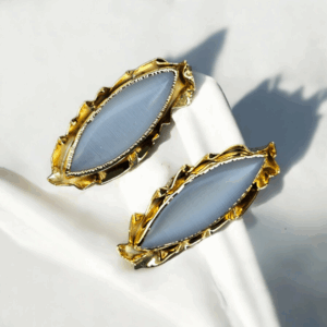 Gold Gray Vintage Earrings