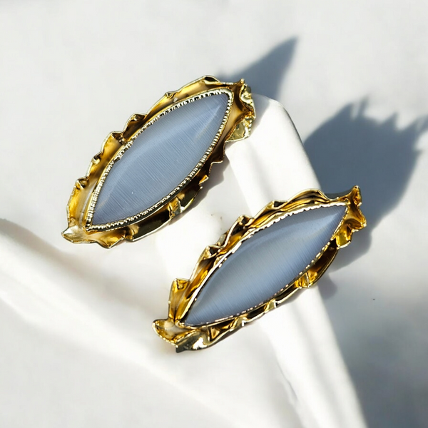 Gold Gray Vintage Earrings