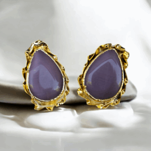 Gold Purple Vintage Earrings