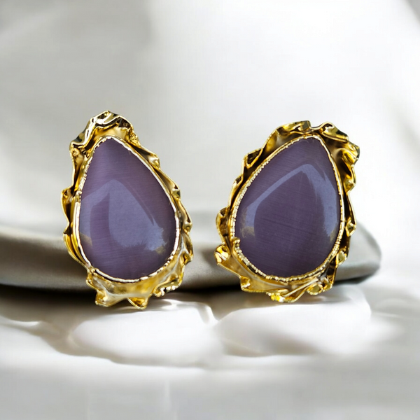 Gold Purple Vintage Earrings
