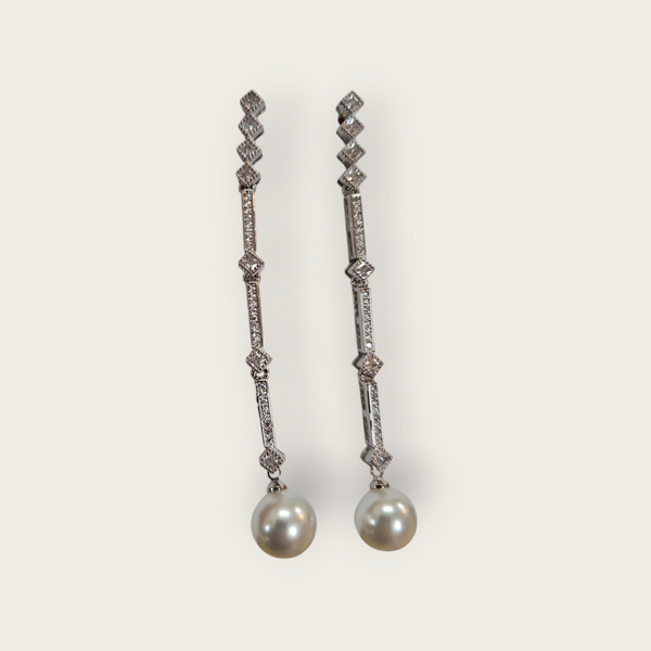 Long Pearl Drop Earrings - AESC44