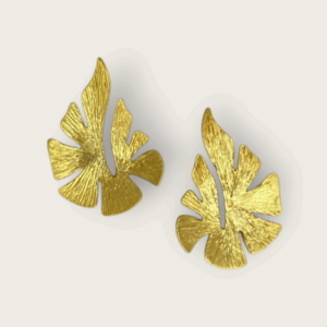 Nature Inspired Statment Gold Leaf Earrings - TBSGL