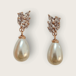 Pearl Drop Rose Gold Crystal Earrings - AERP5