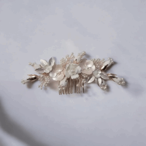 Silver Pink Bridal Hair Comb