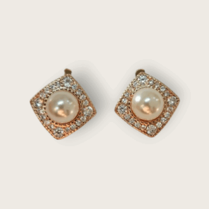 Small Pearl Rose Gold Stud Earrings - AERC5