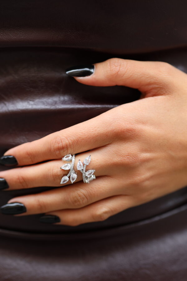 Delicate Open Cuff Crystal Ring – AESC26