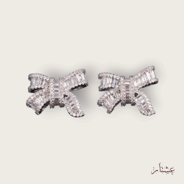 Bow Silver Crystal Stud Earrings – AESC12