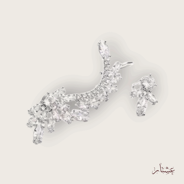 Asymmetrical Silver Ceystal Ear Cuff Earrings – AESC26