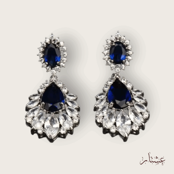 Bold Statment Dark Blue Chandelier Earrings – AESB