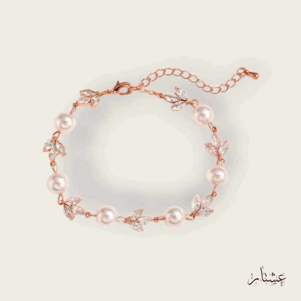 Adjustable Rose gold Pearl Crystal Bralecet – ABRP2