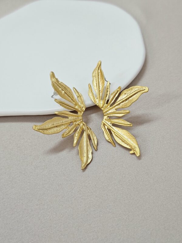 Boho Gold Leaf Statement Earrings – Greek Collection – TEGL
