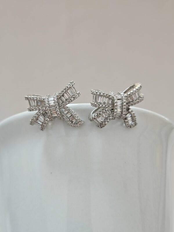 Bow Silver Crystal Stud Earrings – AESC12