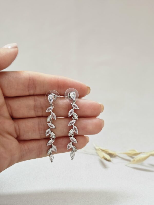 Long Delicate Silver Crystal Earrings – AESC18
