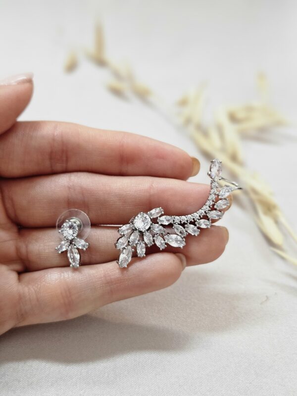 Asymmetrical Silver Ceystal Ear Cuff Earrings – AESC26