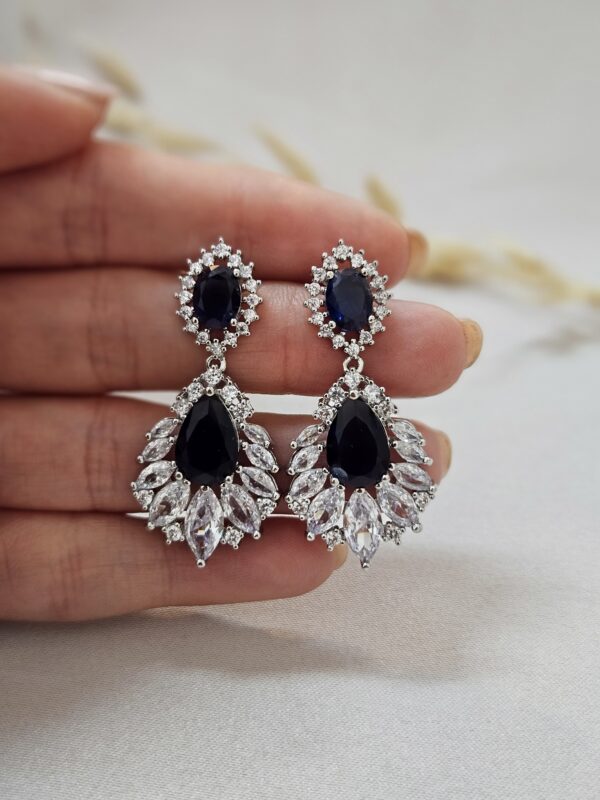 Bold Statment Dark Blue Chandelier Earrings – AESB