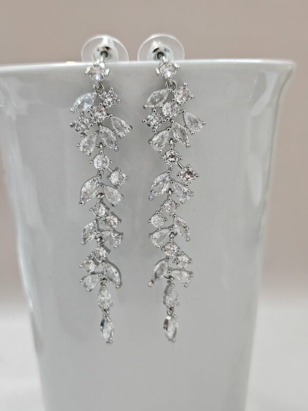 Long Chandelier Silver Crystal Earrings – AESC14