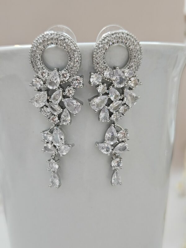 Long Delicate Chandelier Silver Crystal Earrings – AESC1