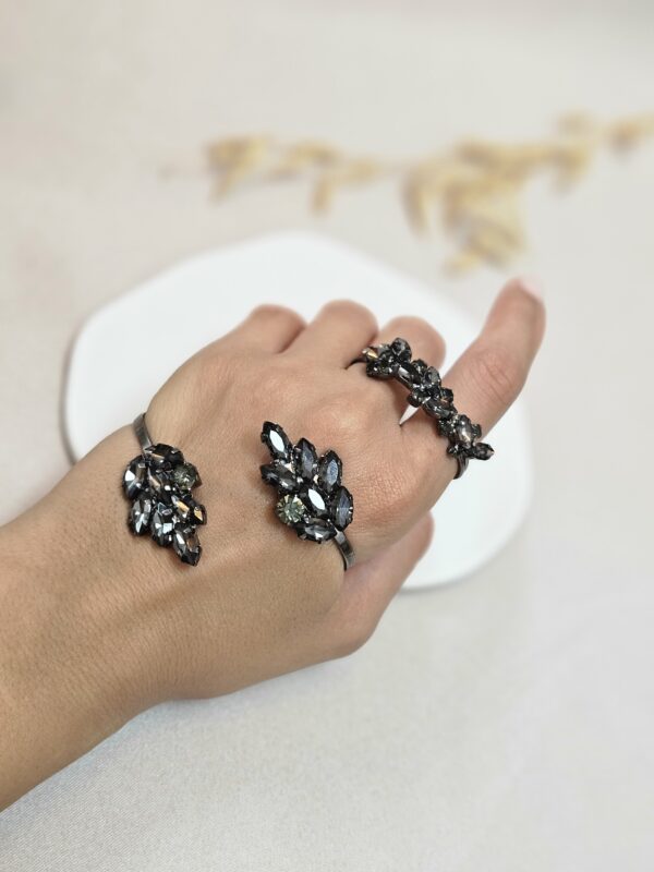 Black Diamond Cuff Bracelet And Two finger Double Ring – TBSGC