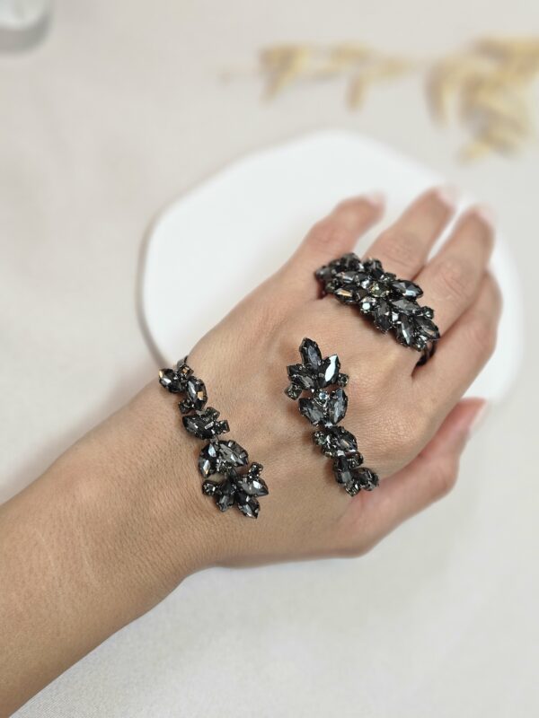 Black Diamond Cuff Bracelet Set And a Doubled Adjustable Ring – TBSG