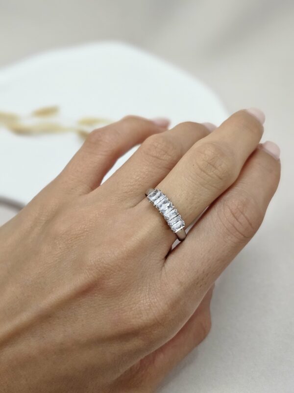 Mirrored Silver Crystal Bars Open Ring – AESC33