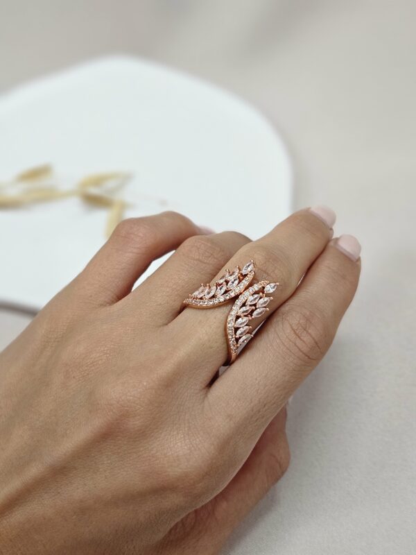 Adjustable Rose Gold Clear Crystal Mirrored Wings Ring – ARRC