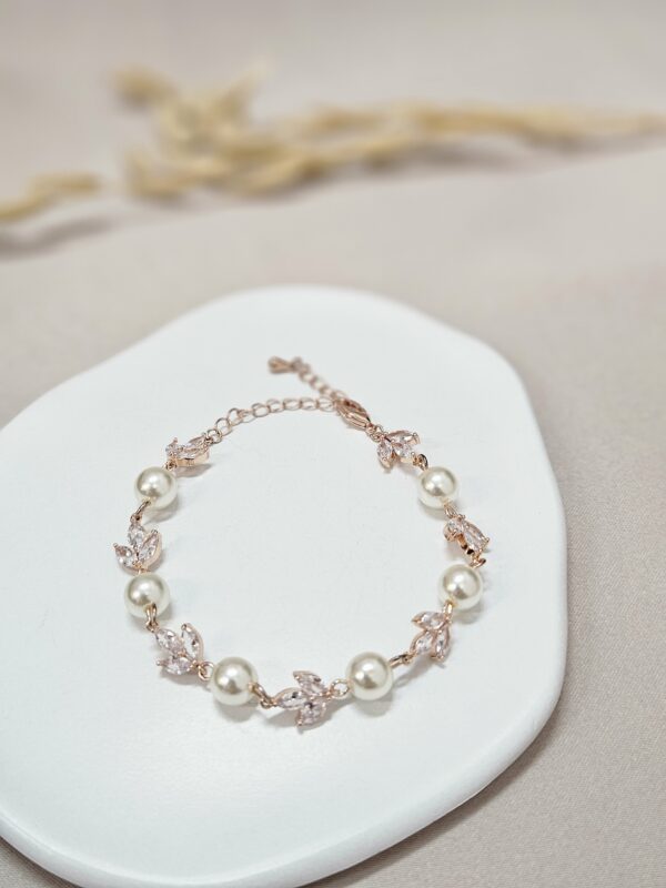 Adjustable Rose gold Pearl Crystal Bralecet – ABRP2