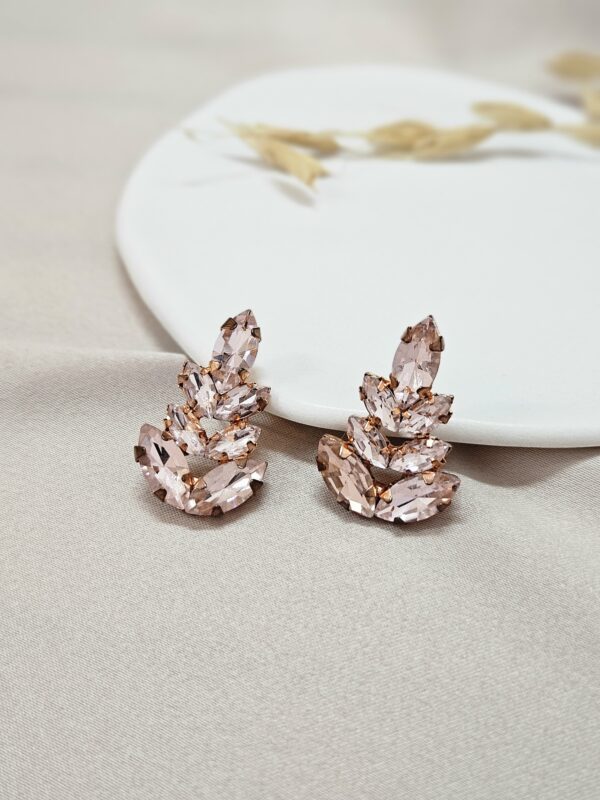 Pink Statement Leaf Crystal Stud Earrings – AESC31