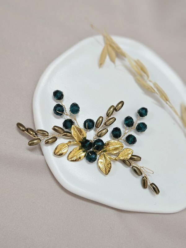 Emerald Green And Gold Floral Hair Piece – HHPGLG