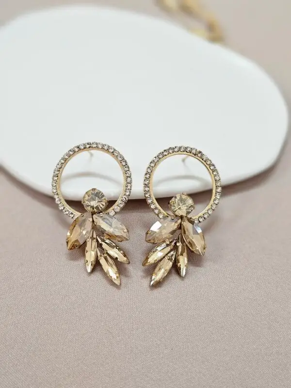 Statement Champagne Crystal Hoop Earrings – AESC42