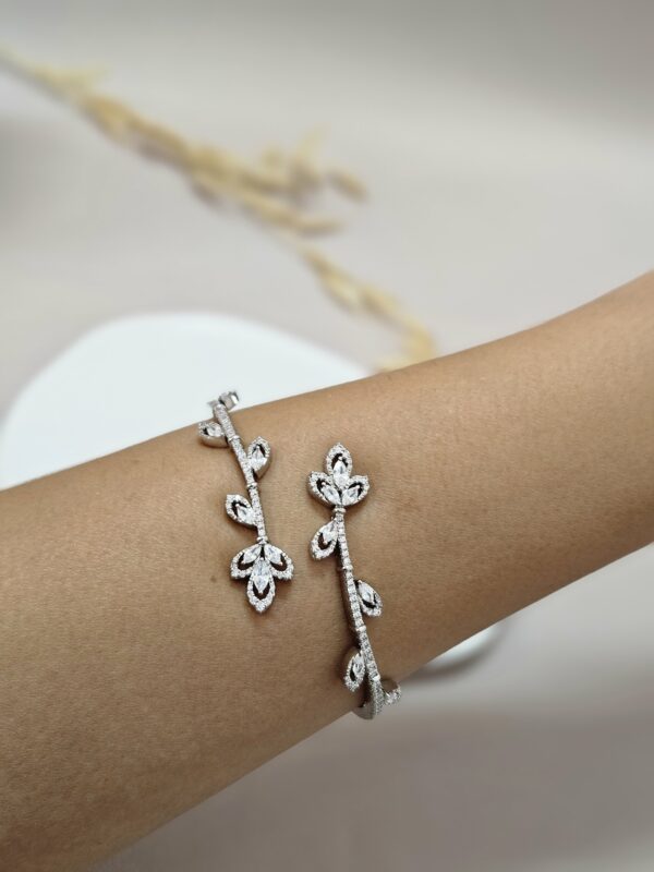Silver Open Cuff Floral Bracelet – ABRC7