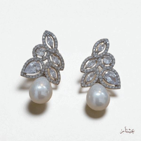 Statment Floral Crystal Pearl Stud Earrings – AEGC2