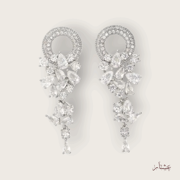 Long Delicate Chandelier Silver Crystal Earrings – AESC1