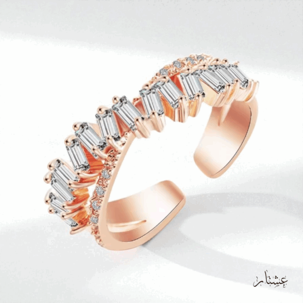 Adjustable Rose Gold Crystal Ring – -AESC11