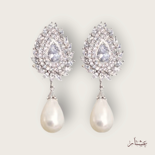 Statement Crystal Earrings With Pearl Drop – AESP47